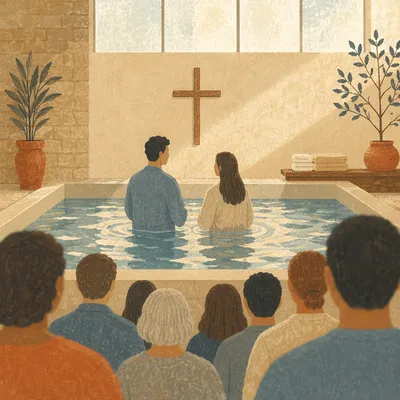 Adult Baptism in a Quiet Church Pool