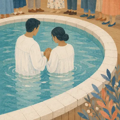 Adult Baptism Ceremony in Church Pool