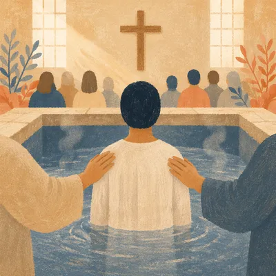 Reverent Adult Baptism in Church Pool