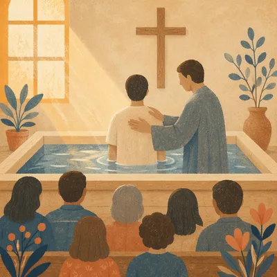 Reverent Adult Baptism in Church Pool
