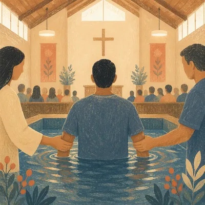Reverent Adult Baptism in Church Sanctuary
