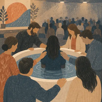 Adult Baptism in Modern Church Auditorium