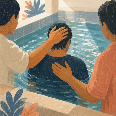 Reverent Adult Baptism in Church Pool