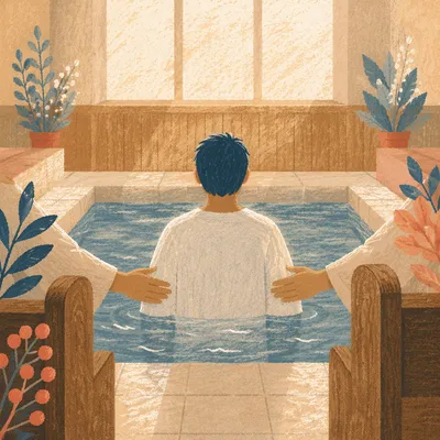Reverent Adult Baptism in Church Pool
