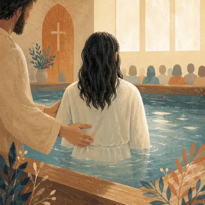 Reverent Adult Baptism in Church Pool