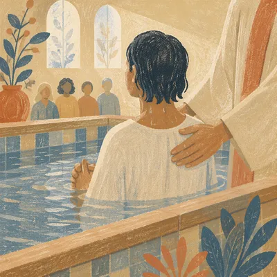 Adult Baptism in Quiet Church Pool