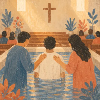 Reverent Adult Baptism in Church Pool