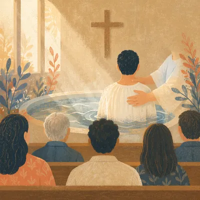 Reverent Adult Baptism in Church Pool