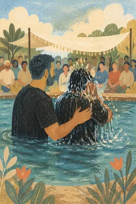 Outdoor Adult Baptism in Church Community Pool