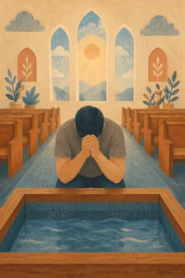 Adult Baptism Prayer in Quiet Sanctuary