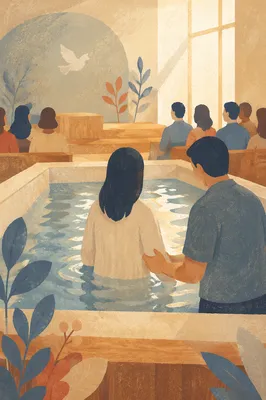 Adult Baptism in Contemporary Church Pool