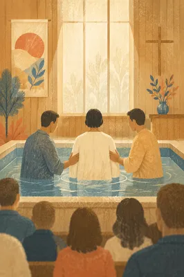 Adult Baptism in Contemporary Church Pool