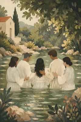Peaceful Adult Baptism in Church River Pool