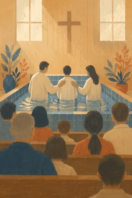 Adult Baptism in Modest Church Pool