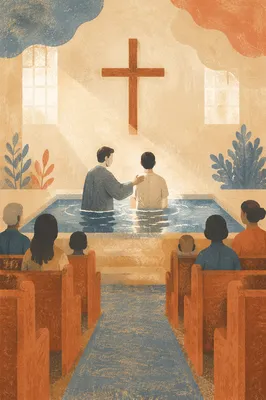 Quiet Adult Baptism in Church Sanctuary