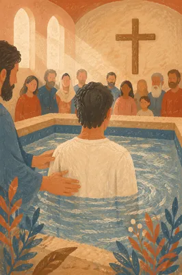 Reverent Adult Baptism in Church Pool