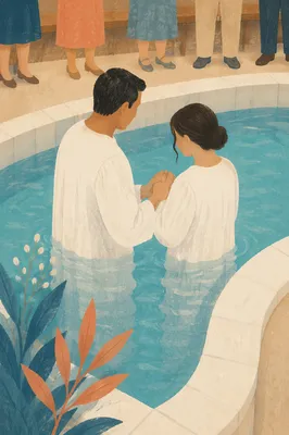 Adult Baptism Ceremony in Church Pool