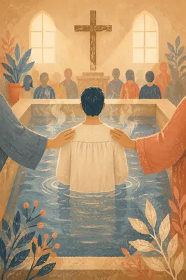 Reverent Adult Baptism in Church Pool