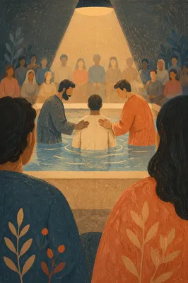 Reverent Adult Baptism in Church Auditorium