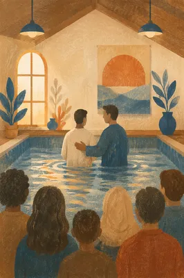 Peaceful Adult Baptism in Church Sanctuary