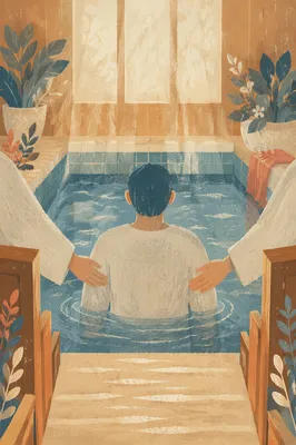 Reverent Adult Baptism in Church Pool