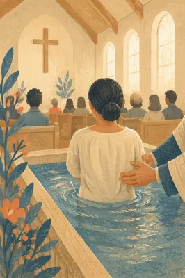 Reverent Adult Baptism in Church Pool