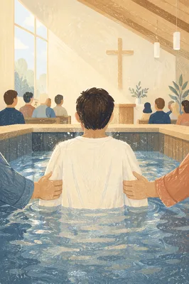 Adult Baptism in a Quiet Church Sanctuary
