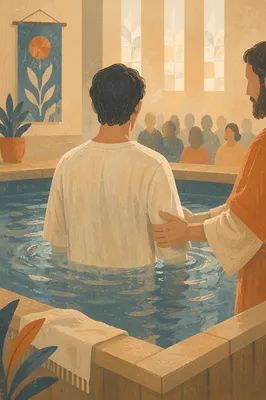 Reverent Adult Baptism in Church Pool