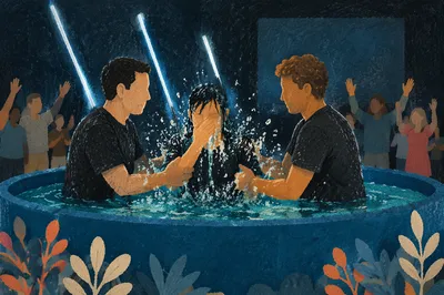 Adult Baptism in Contemporary Church Pool
