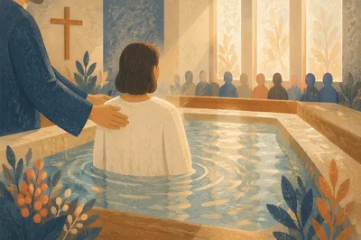 Reverent Adult Baptism Pool in Church