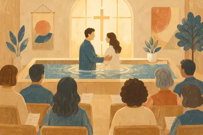 Adult Baptism in Quiet Church Pool