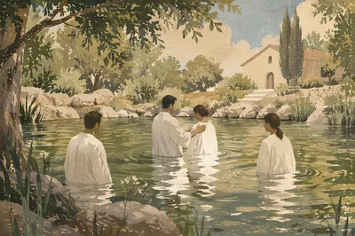 Outdoor Adult Baptism in Peaceful Church Pool