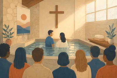 Reverent Adult Baptism in Church Pool
