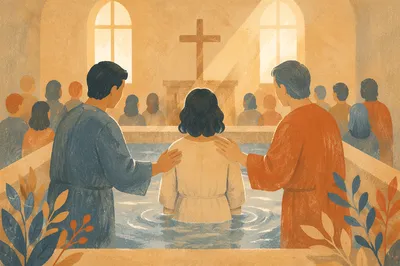 Reverent Adult Baptism in Church Pool