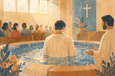 Reverent Adult Baptism in Modern Church Pool