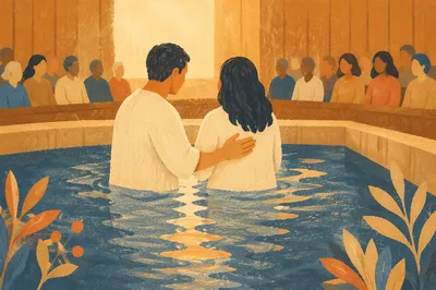 Adult Baptism in Warm Church Baptistry