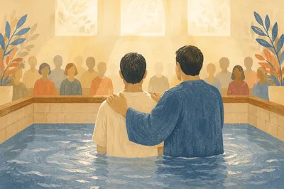 Adult Baptism in Warm Church Pool