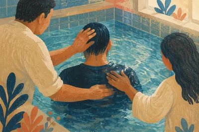 Reverent Adult Baptism in Church Pool