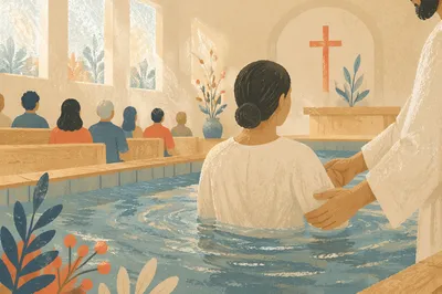 Reverent Adult Baptism in Church Pool
