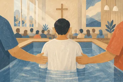 Adult Baptism in a Quiet Church Pool