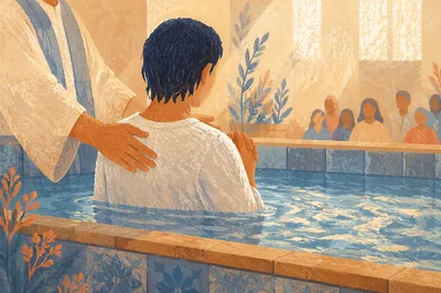 Adult Baptism in Quiet Church Pool