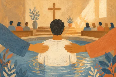 Reverent Adult Baptism in Church Pool
