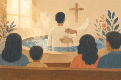 Reverent Adult Baptism in Church Pool