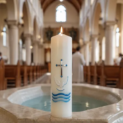 Baptismal Candle by Indoor Church Pool