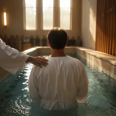 Reverent Adult Baptism in Church Pool