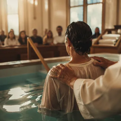 Adult Baptism in Indoor Church Pool