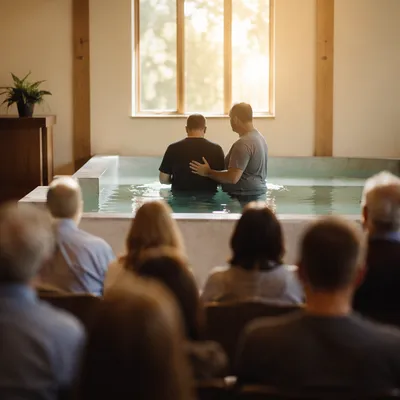 Reverent Adult Baptism in Church Pool