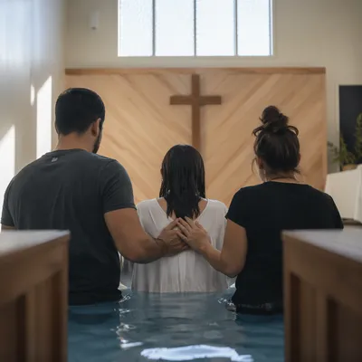 Adult Baptism in a Quiet Church Pool