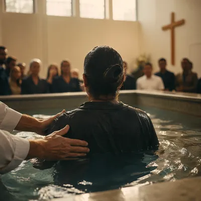 Reverent Adult Baptism in Church Pool