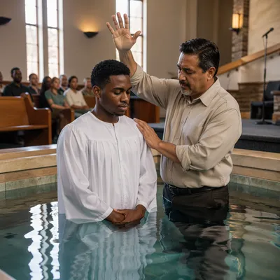 Adult Baptism Pool Ceremony in Church